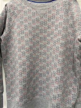 Champion Heather Gray Sweatshirt with Red & Dark Gray Logo Print